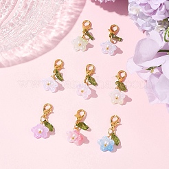 8色の花のアクリルペンダントデコレーション8個  合金製カニカン付き  ミックスカラー  27mm  1pc /カラー&nbsp;HJEW-FS00034-04
