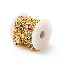 エナメル スターとイービル アイ & ブラス フラット ラウンド リンク チェーン  クリアガラスチャーム付き  ハンダ付け  スプール付き  18KGP本金メッキ  レッド  11x6x2.7mm  10.5x5.5x2.3mm&nbsp;CHC-C003-01G-04