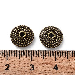 チベット風合金ビーズ  カドミウムフリー＆鉛フリー  フラットラウンド  アンティークブロンズ  10x4mm  穴：1.4mm  約1123個/1000g&nbsp;FIND-Q094-26AB