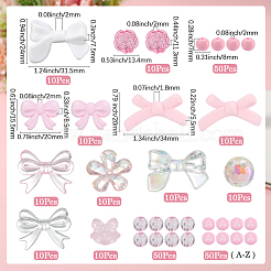 100 個 10 スタイル不透明 & 透明アクリルビーズ  蝶結びと花と丸  ミックスカラー  8~24.5x8~34x5.5~16mm  穴：1.2~3mm  10個/スタイル&nbsp;MACR-SC0002-22