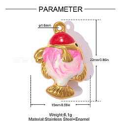 304 Stainless Steel with Red Enamel Pendants&nbsp;SA-OY001-31G-01