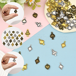 72pcs12スタイルチベットスタイルアロイペンダント  カードを再生  ミックスカラー  14.5~18.5x11.5~12x2~3mm  穴：1.8~2mm  6個/スタイル&nbsp;FIND-SC0019-42