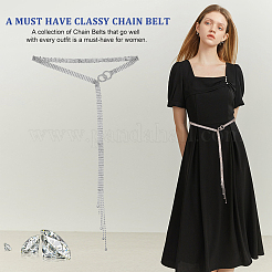 Crystal Rhinestone Tennis Waist Chain with Double Rings&nbsp;AJEW-WH0248-54