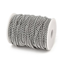 変色しにくい304ステンレススチールカーブチェーン  スプールで  未溶接ツイストチェーン  ステンレス鋼色  6x4.5x1.2mm  約82.02フィート（25m）/ロール&nbsp;CHS-R009-01