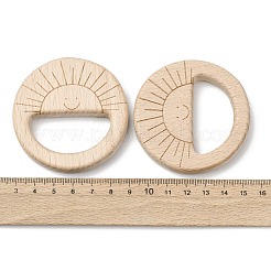 天然ブナ材の連結リング  マクラメ木製リング  太陽  バリーウッド  10x63mm&nbsp;WOOD-I017-06