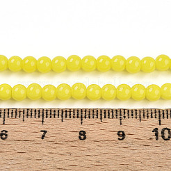 焼き絵用塗料、不透明ガラスビーズ、糸  ラウンド  きいろ  4~4.5mm  穴：0.7mm  約101~102個/連  14.96~15.16''（38~38.5センチメートル）&nbsp;GLAA-T032-P4mm-16