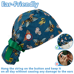 2Pcs 2 Colors Cute Cartoon Adjustable Cotton Surgical Cap&nbsp;AJEW-OC0014-18B