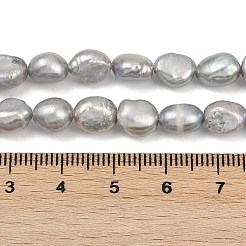 天然養殖淡水パールビーズ連売り  研磨両側  グレード4 A  ライトグレー  7~8mm  穴：0.6mm  約36~37個/連  13.54~13.82''（34.4~35.1センチメートル）&nbsp;PEAR-P064-20J-04E