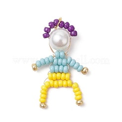 Glass Seed Bead with Glass Pearl Round Bead People Pendants&nbsp;PALLOY-MZ00643