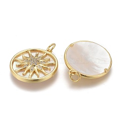 Brass Micro Pave Clear Cubic Zirconia Shell Pendants&nbsp;ZIRC-Z001-04G