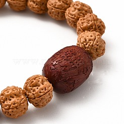 菩提仏数珠ブレスレット  女性用ラウンドナチュラルルドラクシャビーズストレッチブレスレット  チョコレート  内径：2-1/2インチ（6.5cm）&nbsp;BJEW-F446-01