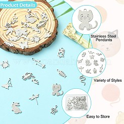 30Pcs 15 Styles 201 Stainless Steel Pendants&nbsp;STAS-CJ0003-18