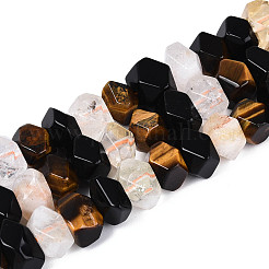 Natural Obsidian & Citrine & Tiger Eye Beads Strands&nbsp;G-N358-01A-05