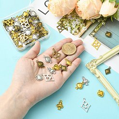 120pcs15スタイルチベットスタイルアロイペンダント  カードを再生  ミックスカラー  14.5~27.5x11.5~17.5x1.5~3mm  穴：1.6~2mm  8個/スタイル&nbsp;FIND-CJ0005-06