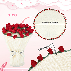 毛糸で編んだバラの花束ブランケット  レッド  1180mm&nbsp;AJEW-WH0596-732A