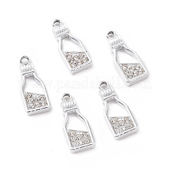 合金ラインストーンペンダント  プラチナトーンのボトルチャーム  クリスタル  20.5x8x2mm  穴：1.8mm&nbsp;ALRI-C008-07P