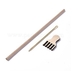 DIY木製織機キット  鉄針＆フォーク＆スティック付  バリーウッド  30.3x19.9x0.7cm  穴：7.5mm&nbsp;DIY-WH0162-03B