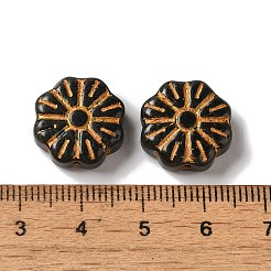 不透明なランプワークビーズ  花  ブラック  15x6mm  穴：1mm  約45~55個/100g&nbsp;LAMP-P065-03B-06