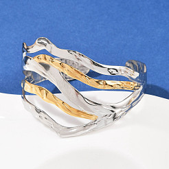 304 Stainless Steel Cuff Bangles for Women&nbsp;BJEW-G757-03GP