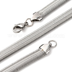 8mm 304 ステンレススチール フラットスネークチェーンネックレス  変色しない  ステンレス鋼色  23.23インチ（59cm）&nbsp;NJEW-P338-09P