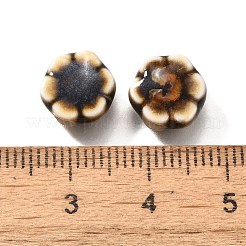 手作りの陶器ビーズ  花  ココナッツブラウン  9.5x10x5~5.5mm  穴：1.8~2.2mm&nbsp;PORC-H013-04-12
