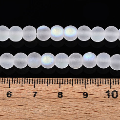 つや消し模造ヒスイガラスビーズ連売り  ラウンド  半分メッキ  ABカラー  ホワイト  6~6.5mm  穴：0.9mm  約67~70個/連  14.57~15.16''（37~38.5センチメートル）&nbsp;GLAA-T032-J6mm-MBB02