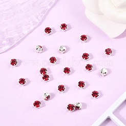 プレシオサ® マキシマ クリスタル 縫い付けカップ  チェコクリスタル  真鍮製爪付き台座付き  719 35 021 チャトン（丸）  銀  ルビー90110個  ss16（3.8~4mm）&nbsp;X-PRC-SS16-90110-S