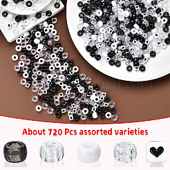 720個 6種類の不透明プラスチックビーズ  混合図形  ミックスカラー  9x6mm  穴：3.8mm&nbsp;KY-YW0001-82