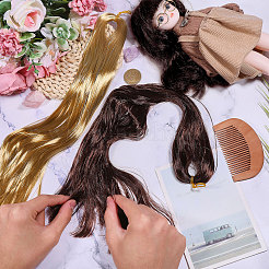 2個 2色 イミテーションモヘア ロングストレート ドールウィッグ  DIYの女の子のためのbjdメイキングアクセサリー  ミックスカラー  800mm  1pc /カラー&nbsp;DOLL-GL0001-06