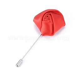 安全ブローチ  布と合金のピンで  ネクタイピン  花  レッド  85~90mm  ピン：1mm&nbsp;JEWB-WH0009-03O