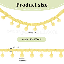 ナイロンポンポンボールタッセルレースリボン  服飾材料  きいろ  1インチ（25mm）&nbsp;DIY-WH0580-31A