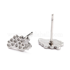 変色しない304ステンレススチールスタッドピアスセッティング  葉  ステンレス鋼色  8.5x12x1mm  ピン：0.8mm&nbsp;STAS-O146-04P