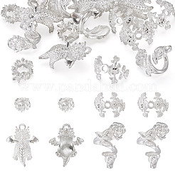 20Pcs 4 Styles Alloy Bead Caps & Pendant Cabochons Settings&nbsp;FIND-TA0010-07