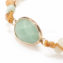 Teardrop Gemstone Braided Bead Bracelet&nbsp;BJEW-JB08116