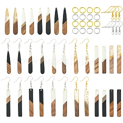 DIY Teardrop/Rectangle & Resin & Walnut Wood Dangle Earrings Making Kits&nbsp;RESI-FS0001-85