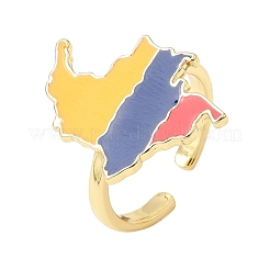 Brass Enamel Cuff Open Rings&nbsp;KK-CBA04DC-02G