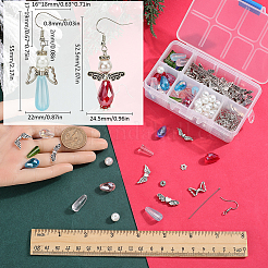 天使のガラス、合金、真鍮のラインストーンビーズを使ったDIYダングルイヤリング作りキット  ミックスカラー  18.5x11x3.5mm  穴：1.5mm&nbsp;DIY-SC0027-14