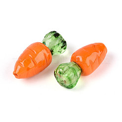 手作りランプワークビーズ  ニンジン  ダークオレンジ  25.5~28x11~12mm  穴：1.2~1.6mm&nbsp;LAMP-T022-27