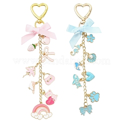 Alloy Enamel & ABS Plastic Pearl & Aluminium Curb Chains Pendant Decorations&nbsp;HJEW-YW00510