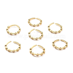 Clear Cubic Zirconia Flat Round Open Cuff Ring for Women&nbsp;RJEW-C018-07G