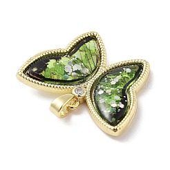 Brass Micro Pave Cubic Zirconia Pendants&nbsp;KK-F877-09G