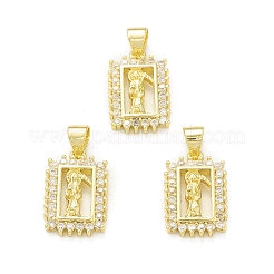 Rack Plating Brass Micro Pave Clear Cubic Zirconia Pendants&nbsp;KK-C011-40G