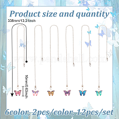 12Pcs 6 Colors Butterfly Alloy Enamel Charms Ceiling Fan Pull Chain Extenders&nbsp;HJEW-GO00070