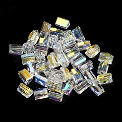 電気メッキガラスビーズ  多面カット  三角形  透明  7.5x5.5x6mm  穴：1.2mm  100個/袋&nbsp;EGLA-Z004-05F