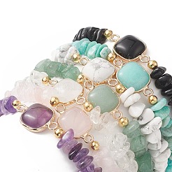 7Pcs 7 Style Natural & Synthetic Mixed Gemstone Square & Chips Beaded Stretch Bracelets Set for Women&nbsp;BJEW-JB09938