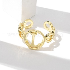 Brass Open Cuff Rings for Women&nbsp;RJEW-K289-01G-L