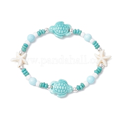 Synthetic Turquoise & Porcelain & Dyed Natural Howlite Beads Stretch Bracelets for Women&nbsp;BJEW-JB11793-03