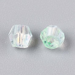 透明なスプレー塗装ガラスビーズ  コーン  ABカラーメッキ  多面カット  アクアマリン  4~4.5x3.5mm  穴：1.4~1.6mm  約153個/10g&nbsp;X1-EGLA-N018-4mm-04