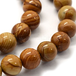 Natural Wood Lace Stone Wooden Jasper Beads Strands&nbsp;G-G763-05-8mm