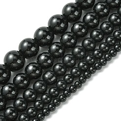 染めグラスパールラウンドビーズ連売り  ブラック  4mm / 6mm / 8mm / 10mm / 12mm  穴：1mm  約70~216個/連&nbsp;HY-X0001-05